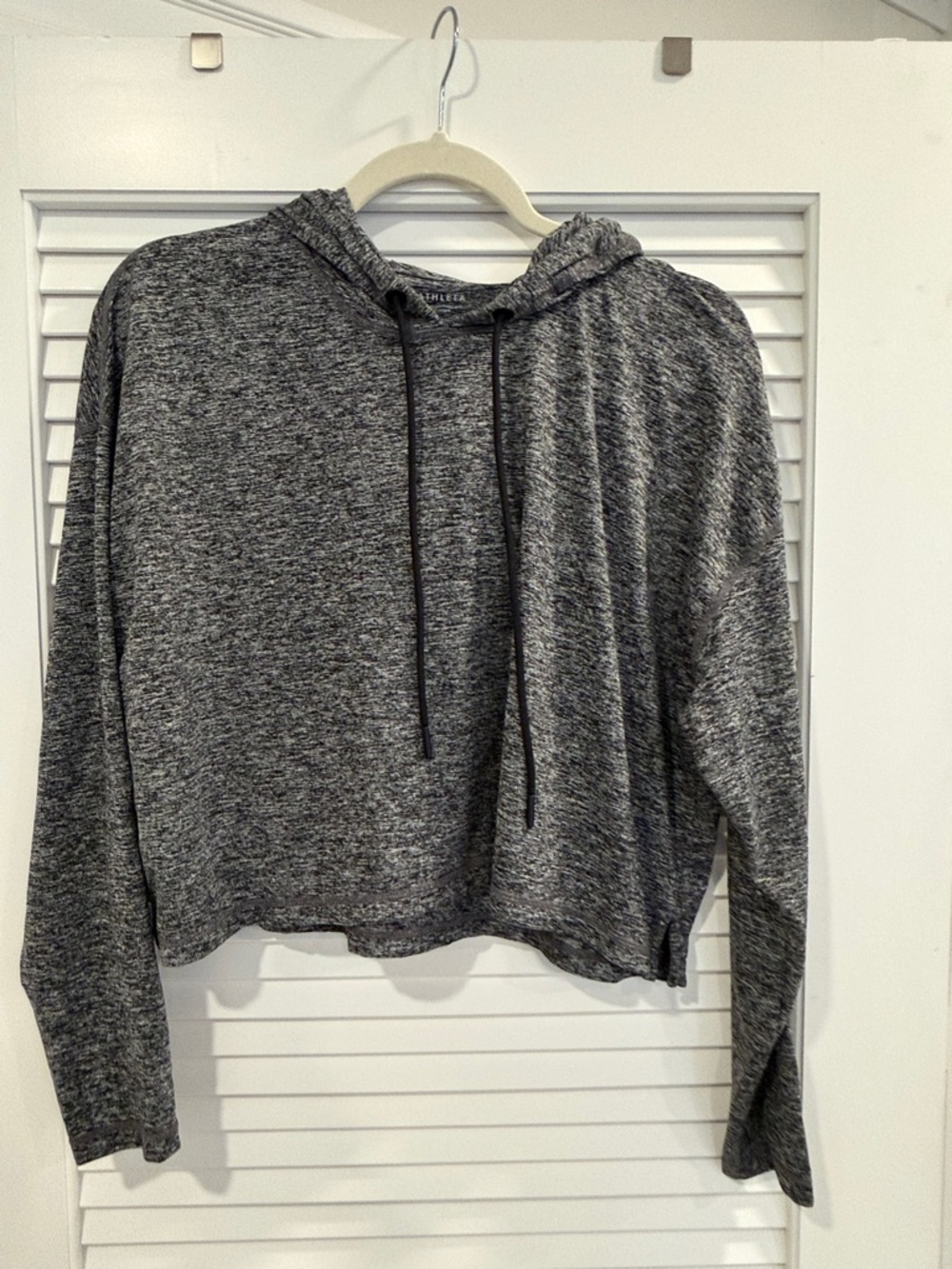 Athleta Charcoal Marled Cropped light weight Hoodie